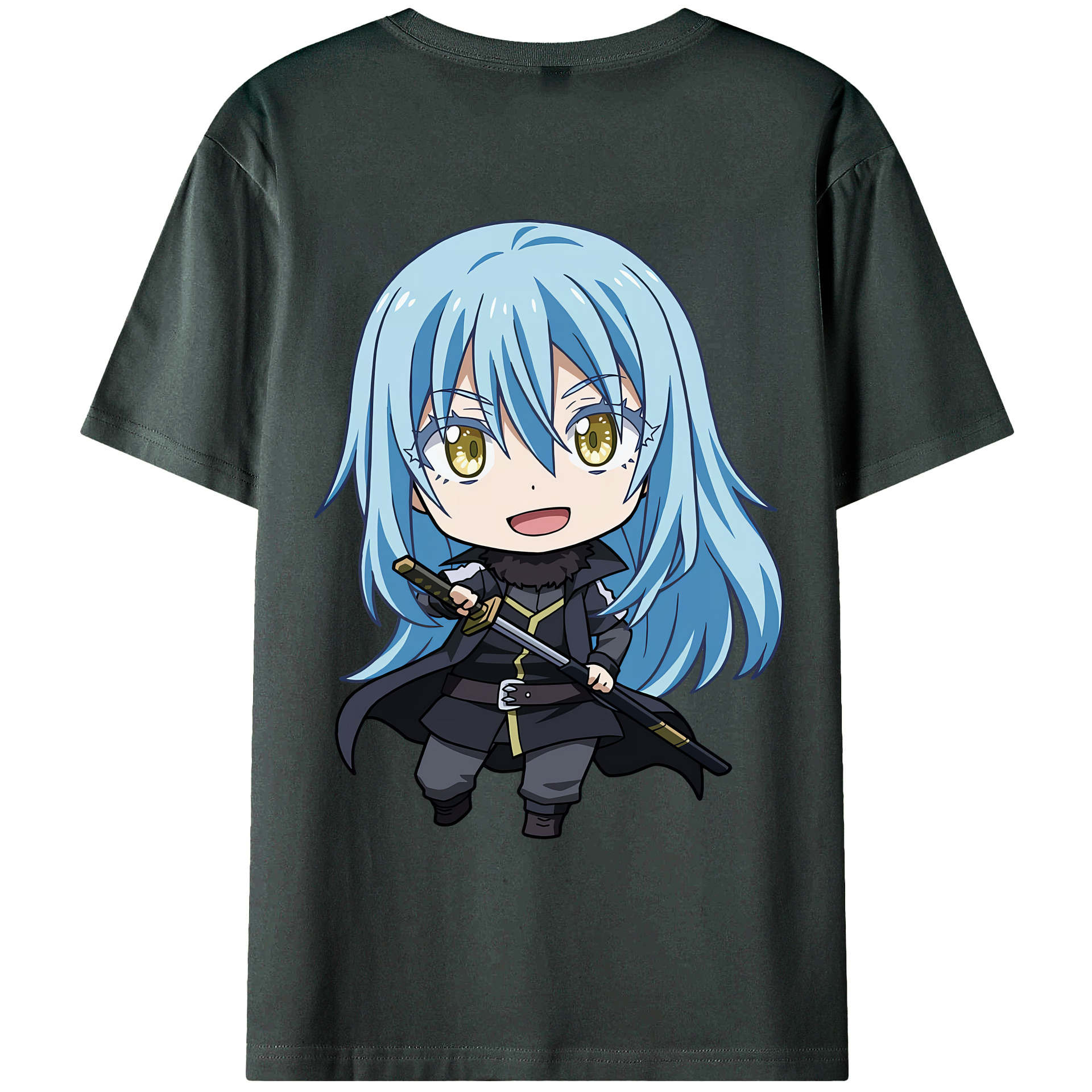 （画像用） 転スラ Regarding Reincarnated to Slime 綿100％ メンズ半袖Tシャツ（バックプリント） 通気性